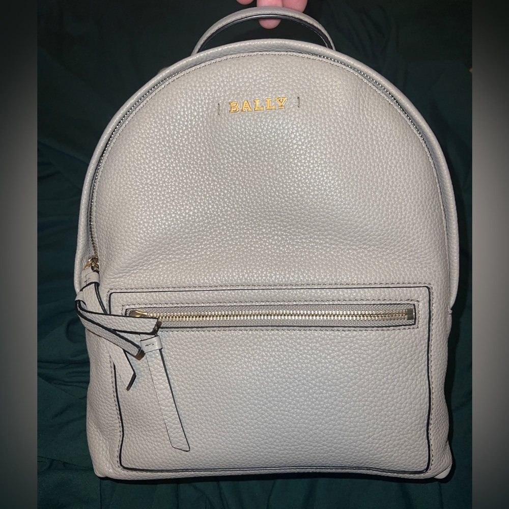 NWT BALLY SMOKE GRAY LEATHER BACKPACK